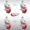 Service Caster 4 Inch SS Red Polyurethane Swivel 12mm Threaded Stem Caster Set Brake SCC SCC-SSTS20S414-PPUB-RED-TLB-M1215-4 - alternate 4